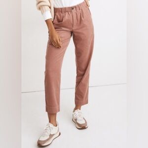 Madewell Corduroy Pull-On Mid-rise Trouser Pants in size small, faded mauve pink